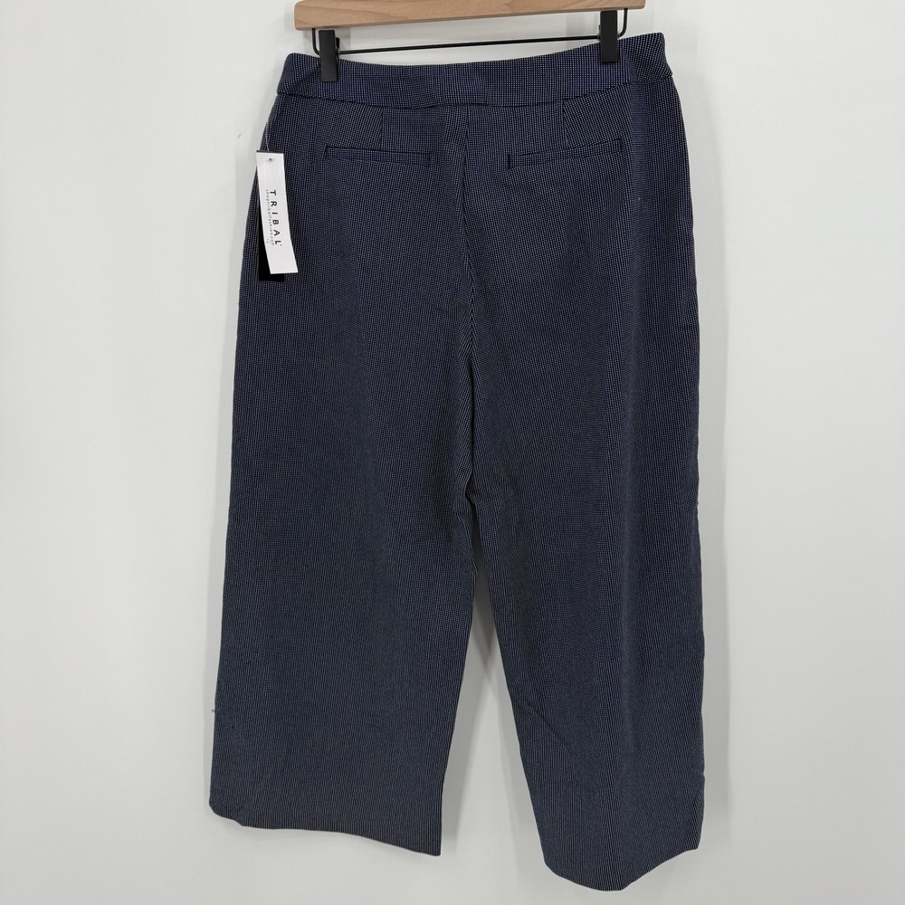 Tribal High Rise Wide Leg Cropped Pants Navy White Pinstripe Size 12 NWT - Picture 5 of 8